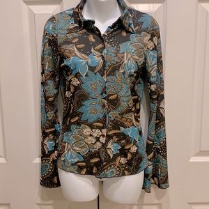 Turquoise/Brown Bell Sleeve Top ❤️New Listing❤️